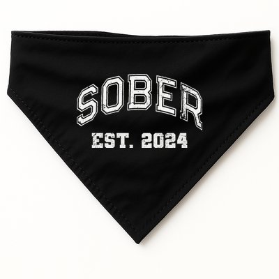 Funny Sober Varsity Est. 2024 Sobriety Celebrate Recovery Aa USA-Made Doggie Bandana