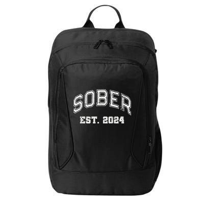 Funny Sober Varsity Est. 2024 Sobriety Celebrate Recovery Aa City Backpack