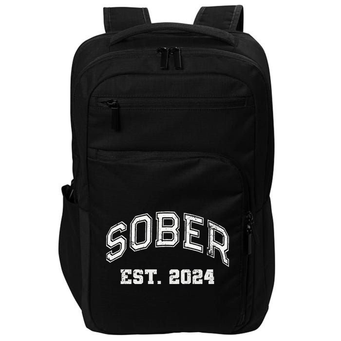 Funny Sober Varsity Est. 2024 Sobriety Celebrate Recovery Aa Impact Tech Backpack