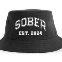 Funny Sober Varsity Est. 2024 Sobriety Celebrate Recovery Aa Sustainable Bucket Hat