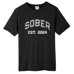 Funny Sober Varsity Est. 2024 Sobriety Celebrate Recovery Aa Tall Fusion ChromaSoft Performance T-Shirt