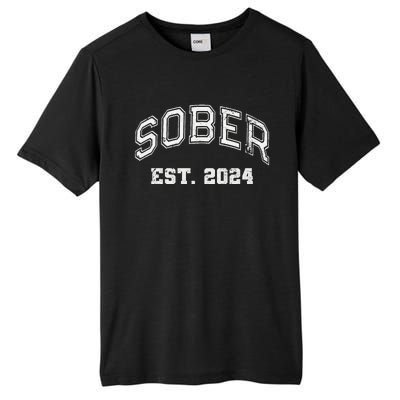 Funny Sober Varsity Est. 2024 Sobriety Celebrate Recovery Aa Tall Fusion ChromaSoft Performance T-Shirt