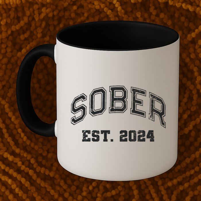 Funny Sober Varsity Est. 2024 Sobriety Celebrate Recovery Aa Mug