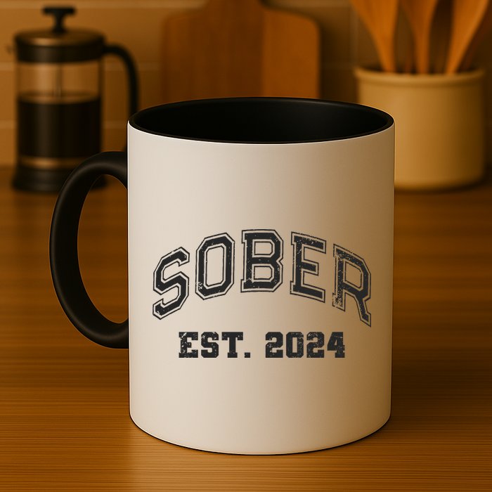 Funny Sober Varsity Est. 2024 Sobriety Celebrate Recovery Aa Mug