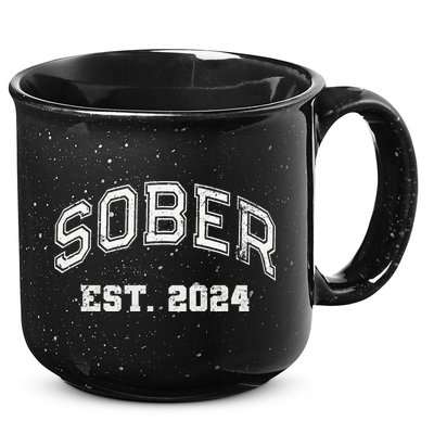 Funny Sober Varsity Est. 2024 Sobriety Celebrate Recovery Aa 15oz Campfire Ceramic Mug