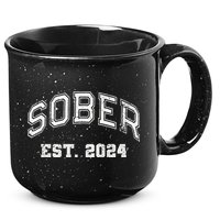 Funny Sober Varsity Est. 2024 Sobriety Celebrate Recovery Aa 15oz Campfire Ceramic Mug
