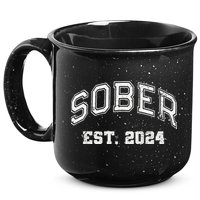 Funny Sober Varsity Est. 2024 Sobriety Celebrate Recovery Aa 15oz Campfire Ceramic Mug