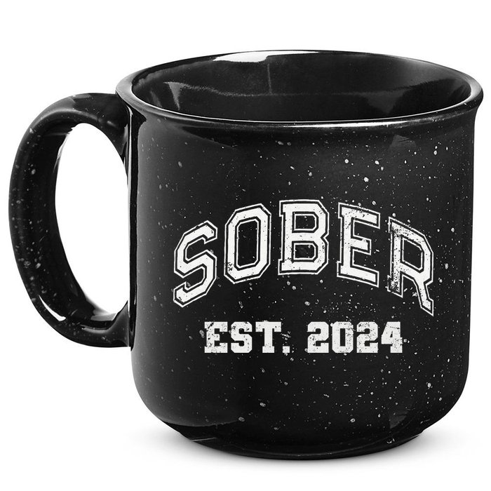 Funny Sober Varsity Est. 2024 Sobriety Celebrate Recovery Aa 15oz Campfire Ceramic Mug