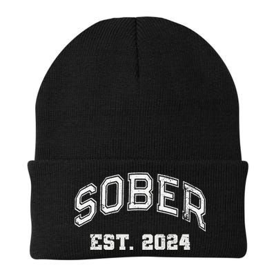 Funny Sober Varsity Est. 2024 Sobriety Celebrate Recovery Aa Beanie
