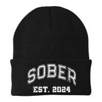 Funny Sober Varsity Est. 2024 Sobriety Celebrate Recovery Aa Beanie