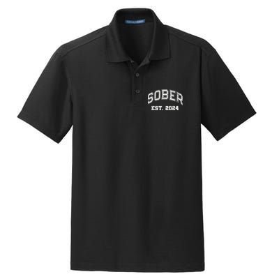 Funny Sober Varsity Est. 2024 Sobriety Celebrate Recovery Aa Dry Zone Grid Polo