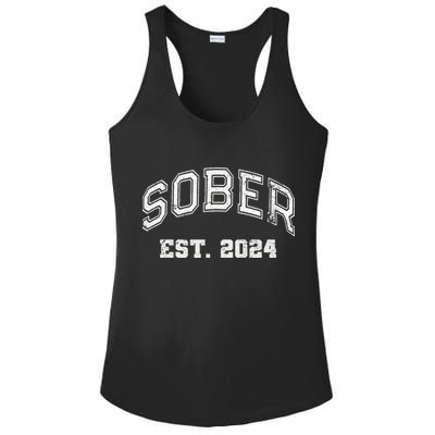 Funny Sober Varsity Est. 2024 Sobriety Celebrate Recovery Aa Ladies PosiCharge Competitor Racerback Tank