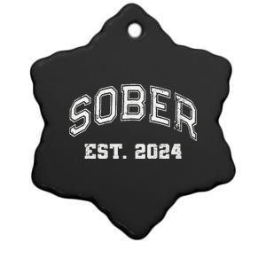 Funny Sober Varsity Est. 2024 Sobriety Celebrate Recovery Aa Ceramic Star Ornament