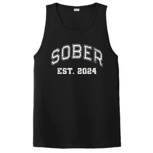 Funny Sober Varsity Est. 2024 Sobriety Celebrate Recovery Aa PosiCharge Competitor Tank