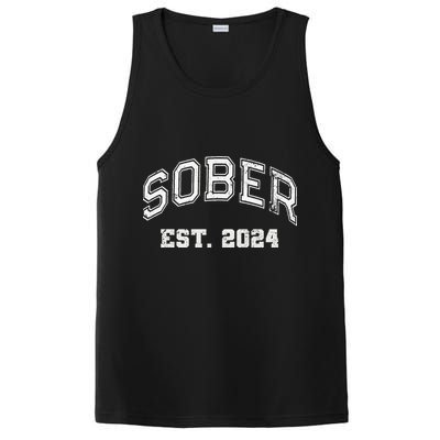 Funny Sober Varsity Est. 2024 Sobriety Celebrate Recovery Aa PosiCharge Competitor Tank