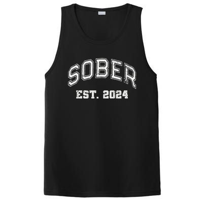 Funny Sober Varsity Est. 2024 Sobriety Celebrate Recovery Aa PosiCharge Competitor Tank