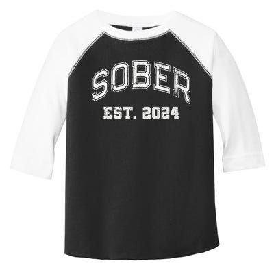 Funny Sober Varsity Est. 2024 Sobriety Celebrate Recovery Aa Toddler Fine Jersey T-Shirt