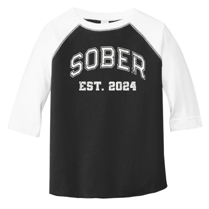 Funny Sober Varsity Est. 2024 Sobriety Celebrate Recovery Aa Toddler Fine Jersey T-Shirt