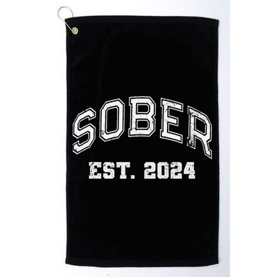 Funny Sober Varsity Est. 2024 Sobriety Celebrate Recovery Aa Golf Towel