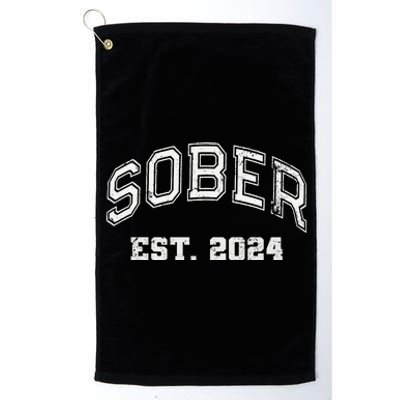 Funny Sober Varsity Est. 2024 Sobriety Celebrate Recovery Aa Platinum Collection Golf Towel