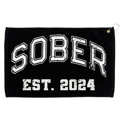 Funny Sober Varsity Est. 2024 Sobriety Celebrate Recovery Aa Grommeted Golf Towel