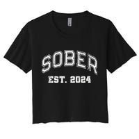 Funny Sober Varsity Est. 2024 Sobriety Celebrate Recovery Aa Crop Top