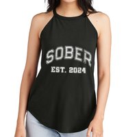 Funny Sober Varsity Est. 2024 Sobriety Celebrate Recovery Aa Women's Perfect Tri Rocker Tank