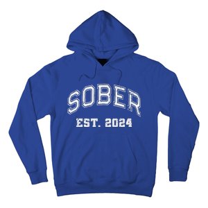 Funny Sober Varsity Est. 2024 Sobriety Celebrate Recovery Aa Hoodie