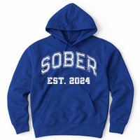 Funny Sober Varsity Est. 2024 Sobriety Celebrate Recovery Aa Hoodie