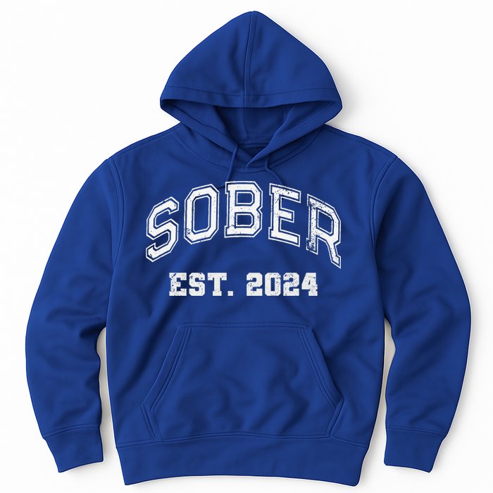 Funny Sober Varsity Est. 2024 Sobriety Celebrate Recovery Aa Hoodie