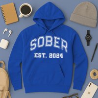 Funny Sober Varsity Est. 2024 Sobriety Celebrate Recovery Aa Hoodie