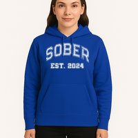 Funny Sober Varsity Est. 2024 Sobriety Celebrate Recovery Aa Hoodie