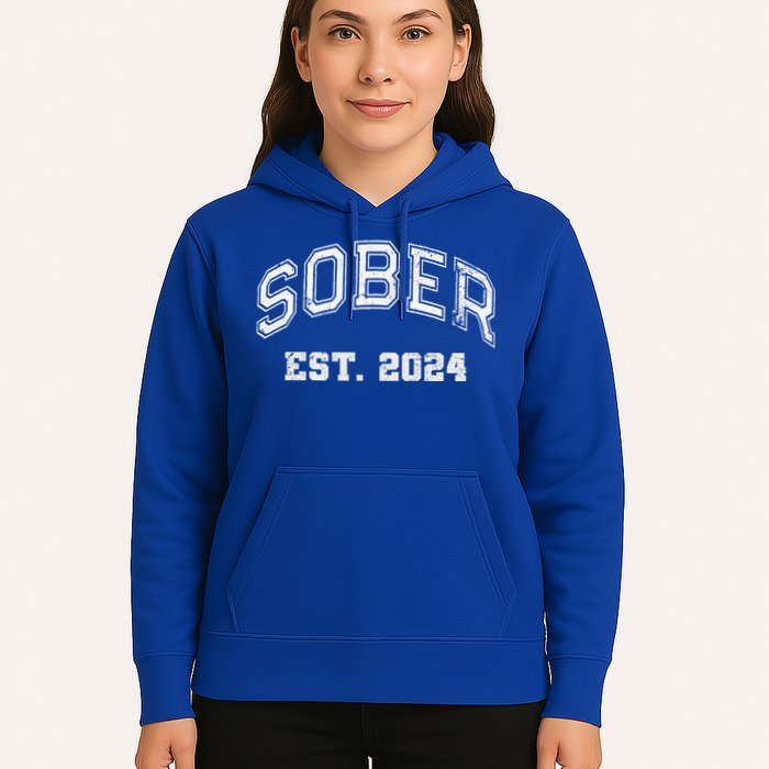 Funny Sober Varsity Est. 2024 Sobriety Celebrate Recovery Aa Hoodie