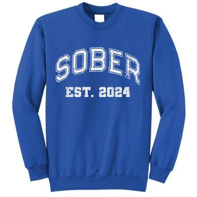 Funny Sober Varsity Est. 2024 Sobriety Celebrate Recovery Aa Sweatshirt