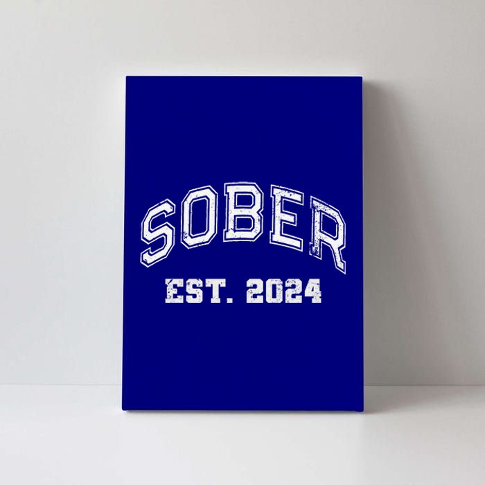 Funny Sober Varsity Est. 2024 Sobriety Celebrate Recovery Aa Canvas