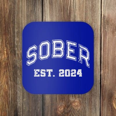 Funny Sober Varsity Est. 2024 Sobriety Celebrate Recovery Aa Coaster