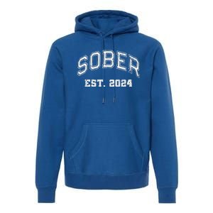 Funny Sober Varsity Est. 2024 Sobriety Celebrate Recovery Aa Premium Hoodie