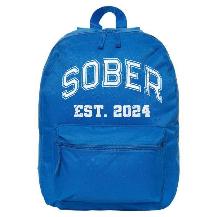 Funny Sober Varsity Est. 2024 Sobriety Celebrate Recovery Aa 16 in Basic Backpack