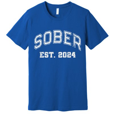 Funny Sober Varsity Est. 2024 Sobriety Celebrate Recovery Aa Premium T-Shirt