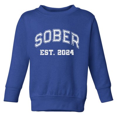 Funny Sober Varsity Est. 2024 Sobriety Celebrate Recovery Aa Toddler Sweatshirt