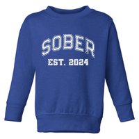Funny Sober Varsity Est. 2024 Sobriety Celebrate Recovery Aa Toddler Sweatshirt