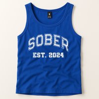 Funny Sober Varsity Est. 2024 Sobriety Celebrate Recovery Aa Tank Top
