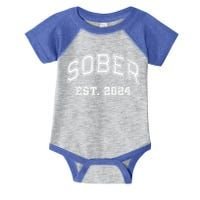 Funny Sober Varsity Est. 2024 Sobriety Celebrate Recovery Aa Infant Baby Jersey Bodysuit
