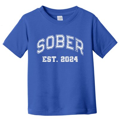 Funny Sober Varsity Est. 2024 Sobriety Celebrate Recovery Aa Toddler T-Shirt