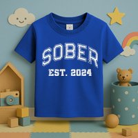 Funny Sober Varsity Est. 2024 Sobriety Celebrate Recovery Aa Toddler T-Shirt