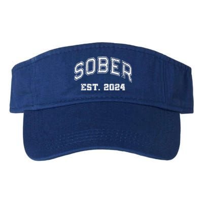 Funny Sober Varsity Est. 2024 Sobriety Celebrate Recovery Aa Valucap Bio-Washed Visor