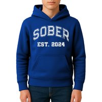 Funny Sober Varsity Est. 2024 Sobriety Celebrate Recovery Aa Kids Hoodie