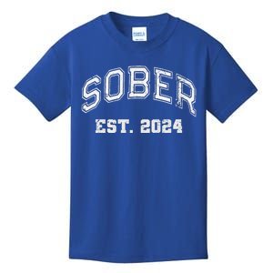 Funny Sober Varsity Est. 2024 Sobriety Celebrate Recovery Aa Kids T-Shirt