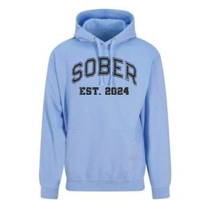 Funny Sober Varsity Est. 2024 Sobriety Celebrate Recovery Aa Unisex Surf Hoodie