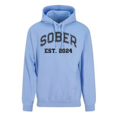 Funny Sober Varsity Est. 2024 Sobriety Celebrate Recovery Aa Unisex Surf Hoodie